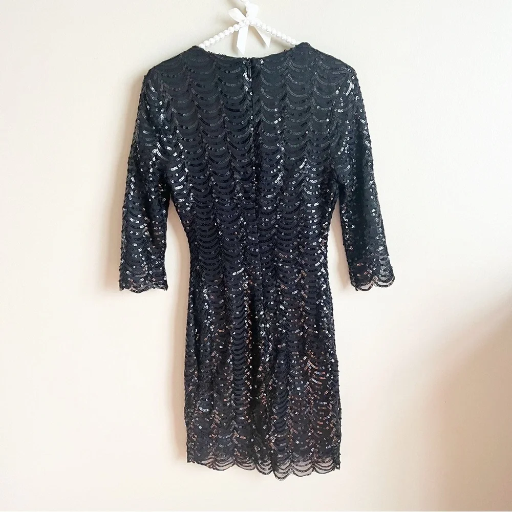 LuLu’s Black Stardust Scalloped Sequin Mini Dress - Picture 6 of 7
